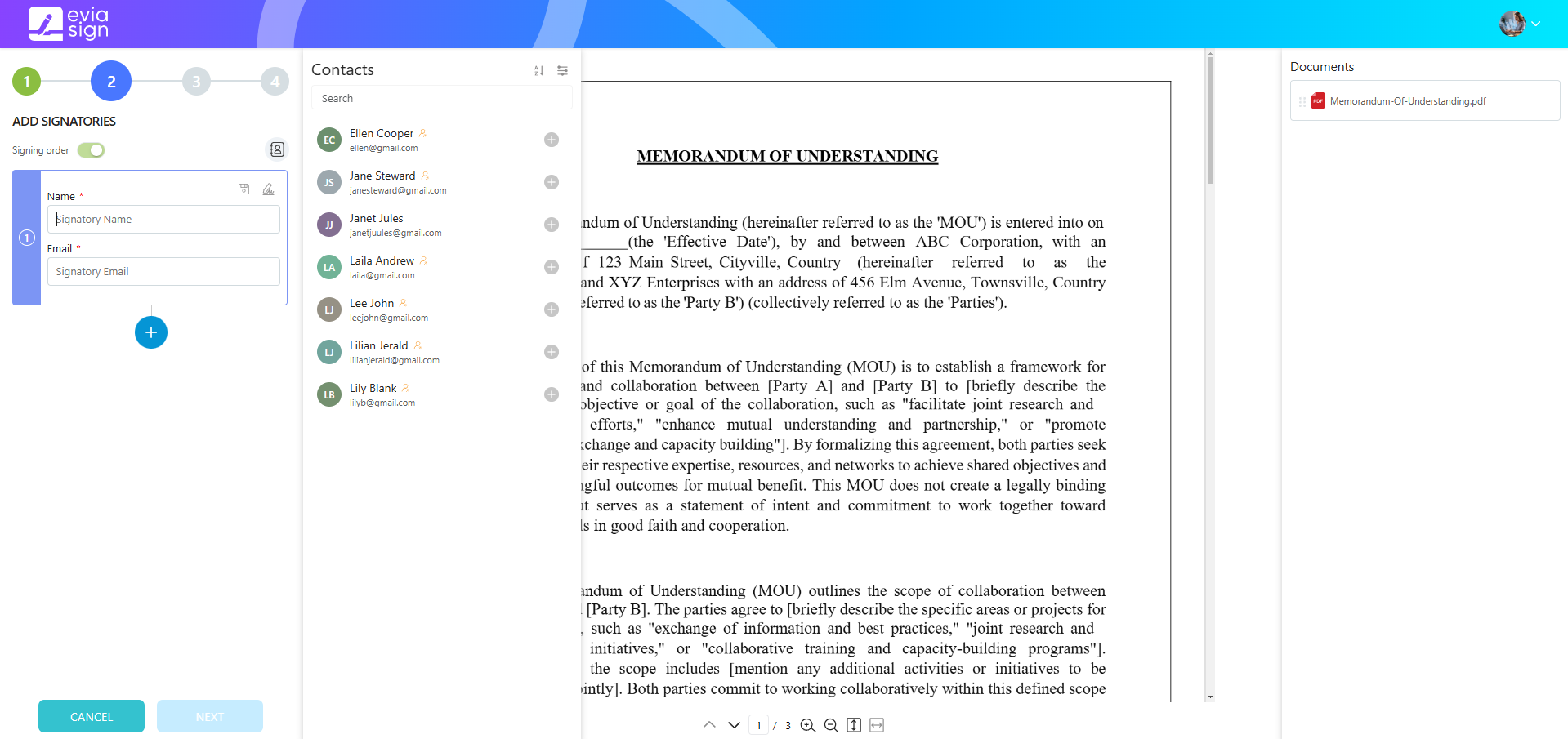 screenshot of Evia Sign